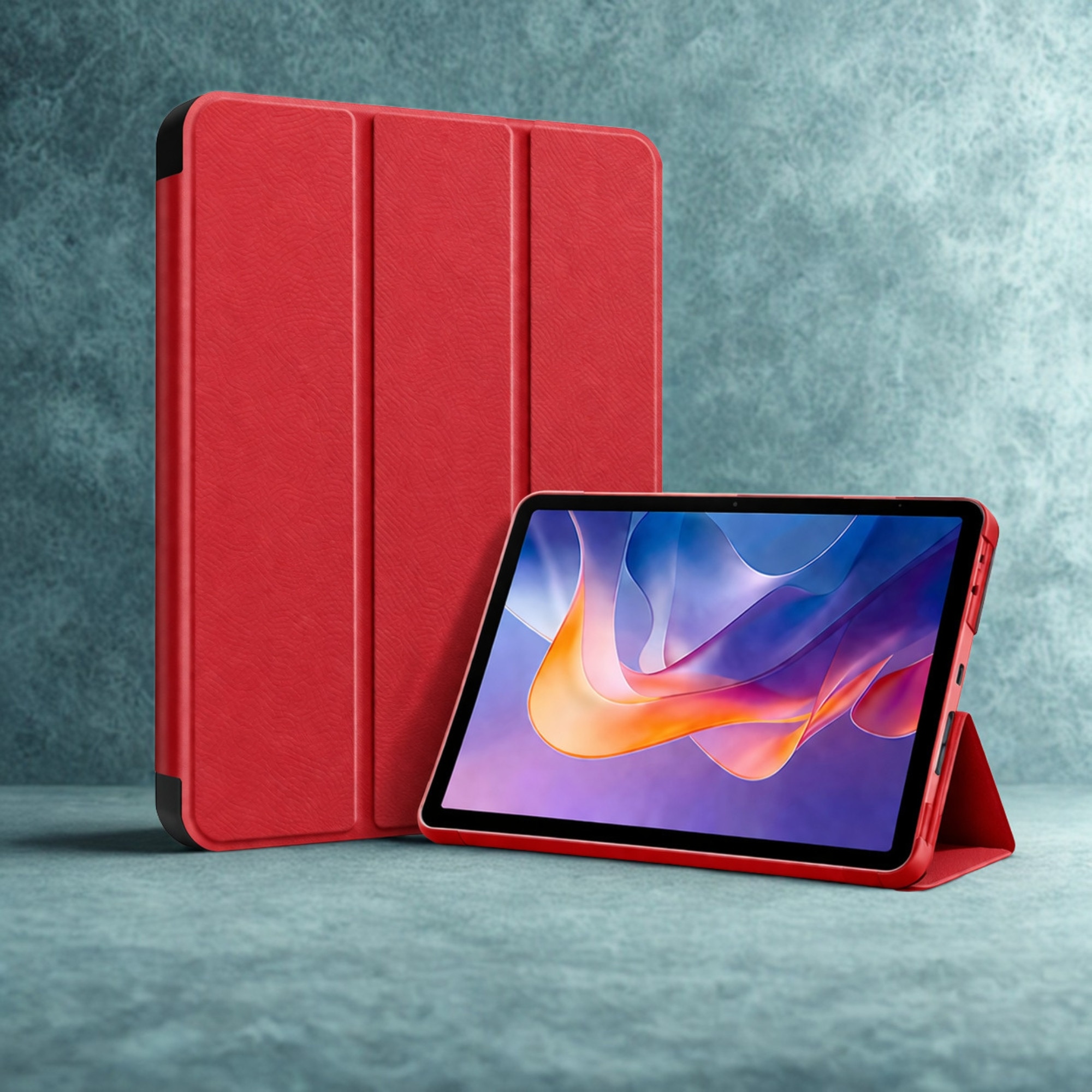 Husa tableta StandPro pentru OnePlus Pad, Protectie 360°, Carcasa Rigida, Piele ECO, Anti-soc si Anti-zgarieturi, Rosu