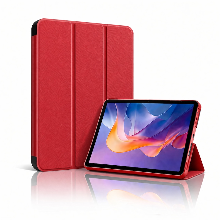 Husa tableta StandPro pentru OnePlus Pad, Protectie 360°, Carcasa Rigida, Piele ECO, Anti-soc si Anti-zgarieturi, Rosu