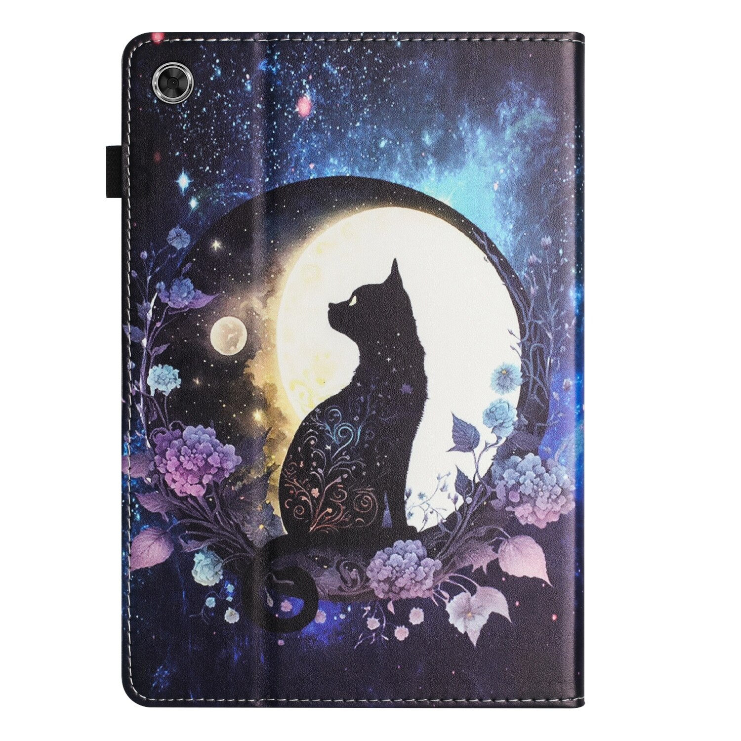 Husa tableta pentru Lenovo Tab M10 Plus 3rd Gen, piele ecologica texturata, tip smart cu cusaturi, inchidere magnetica, suport pentru vizionare, compatibil cu modelele Tab M10 Plus 3rd Gen, culor cu model de pisica