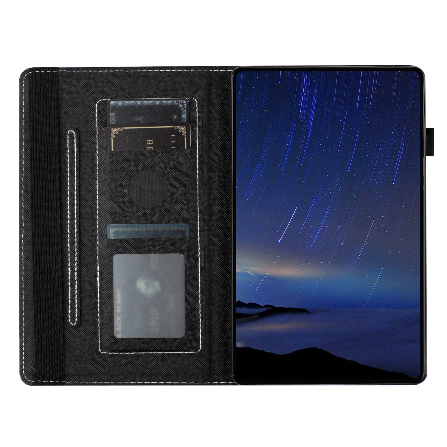Husa tableta pentru Lenovo Tab M10 Plus 3rd Gen, piele ecologica texturata, tip smart cu cusaturi, inchidere magnetica, suport pentru vizionare, compatibil cu modelele Tab M10 Plus 3rd Gen, culor cu model de pisica