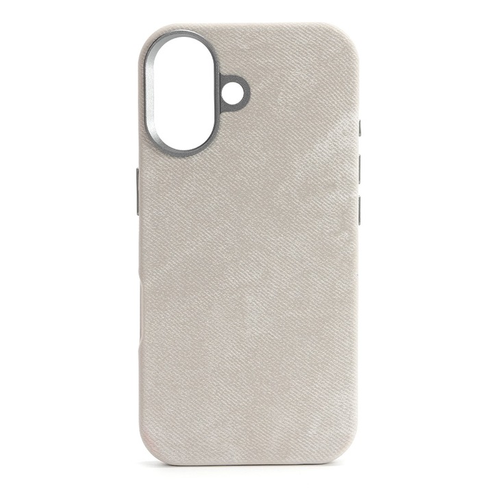 Husa de Protectie compatibila Apple iPhone 16 Plus, denim, MagSafe, protectie camere, megaMOBILE®, gri