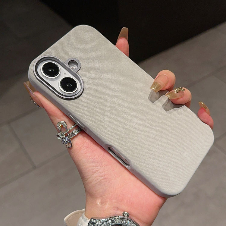 Husa de Protectie compatibila Apple iPhone 16 Plus, denim, MagSafe, protectie camere, megaMOBILE®, gri