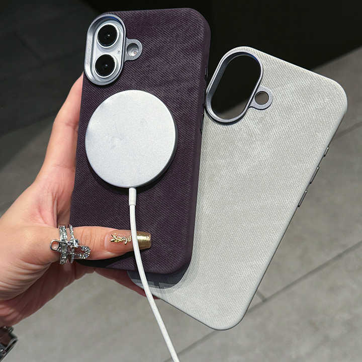 Husa de Protectie compatibila Apple iPhone 16 Plus, denim, MagSafe, protectie camere, megaMOBILE®, gri