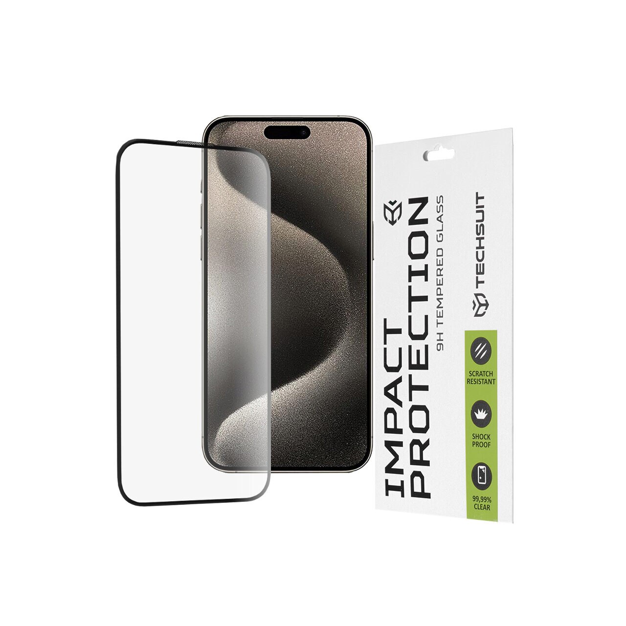 Folie pentru iPhone 15 Pro Max - Techsuit 111D Full Cover / Full Glue Glass - Black