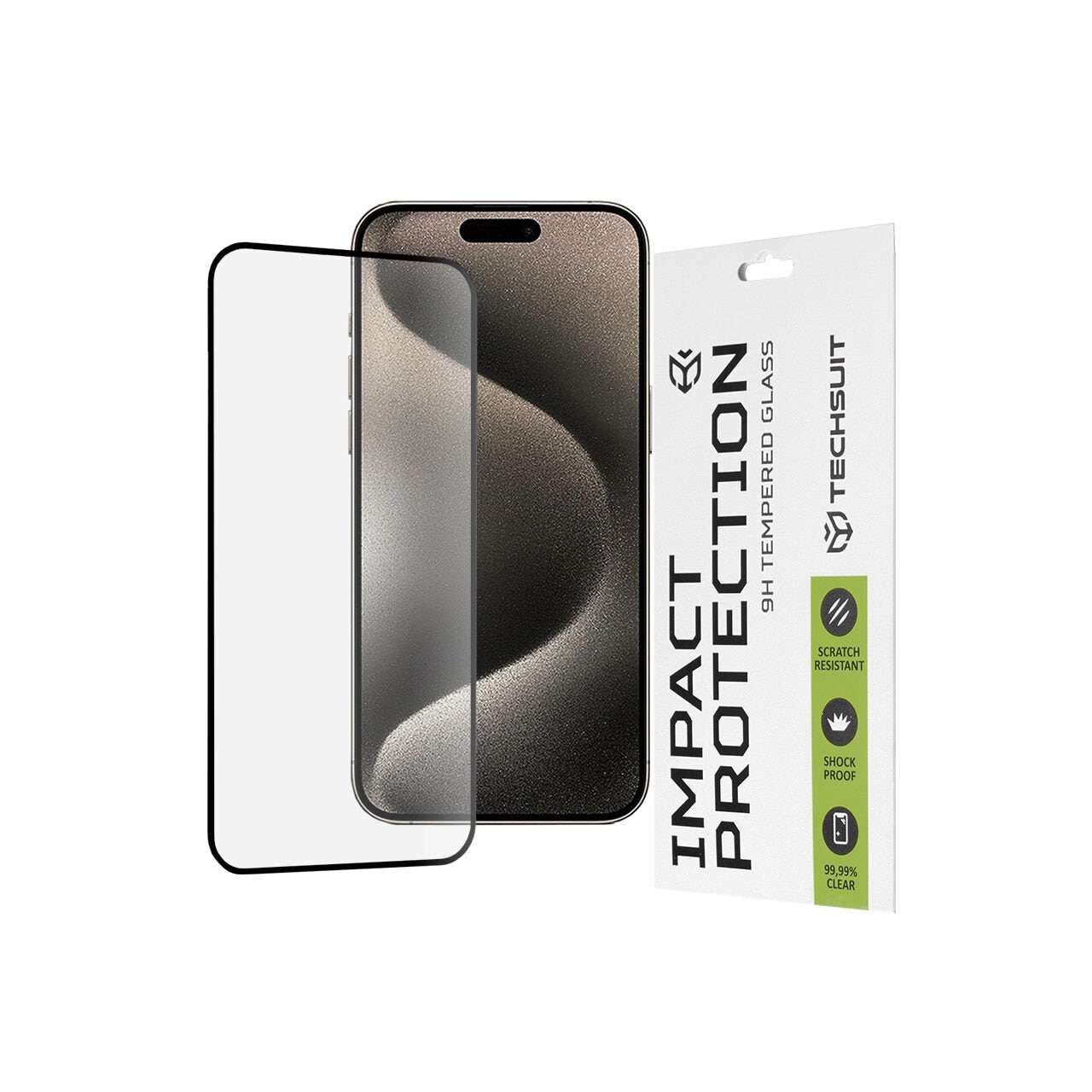 Folie pentru iPhone 15 Pro Max - Techsuit 111D Full Cover / Full Glue Glass - Black