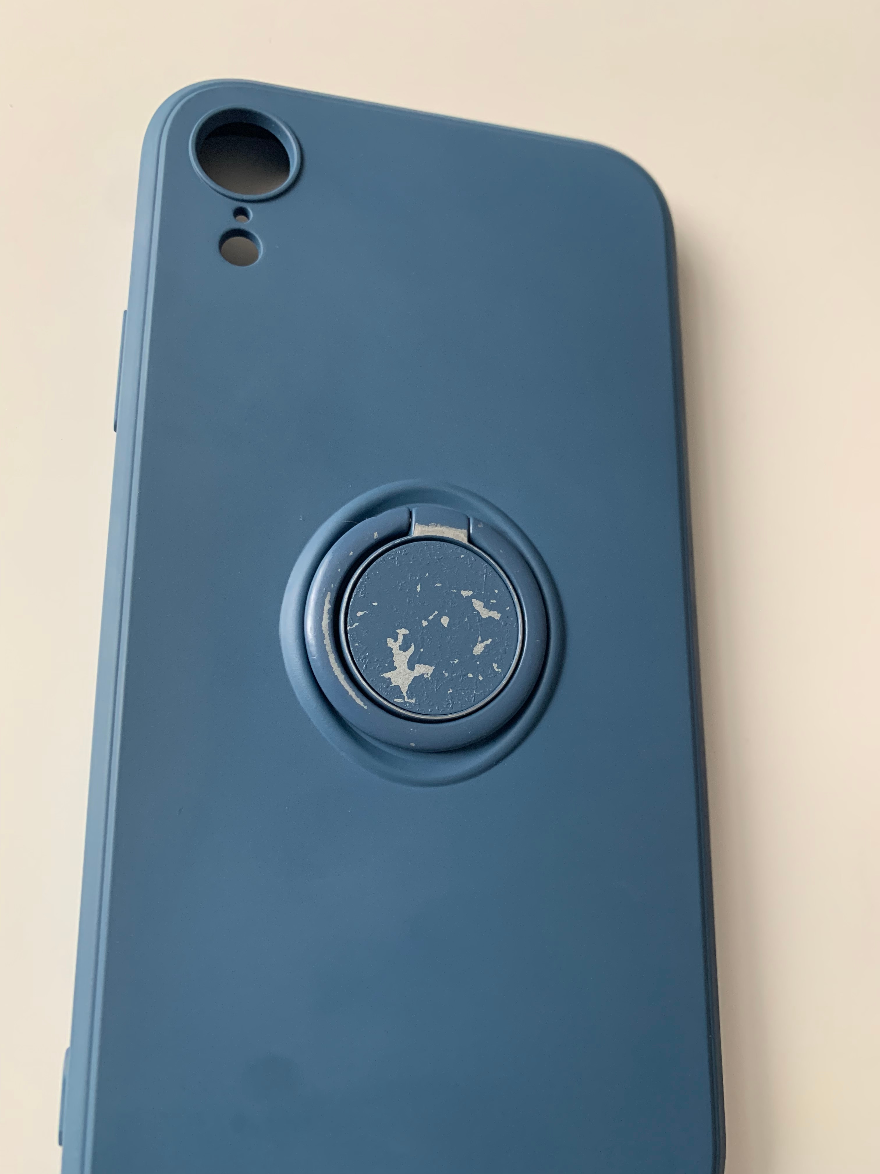 Husa protectie Flippy compatibila cu Apple iPhone XR Liquid Silicone Ring cu suport rotativ Albastru deschis