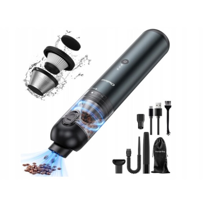 Aspirator manual Chuboor 4 in 1, 17000Pa, 8000mAh, argintiu/gri