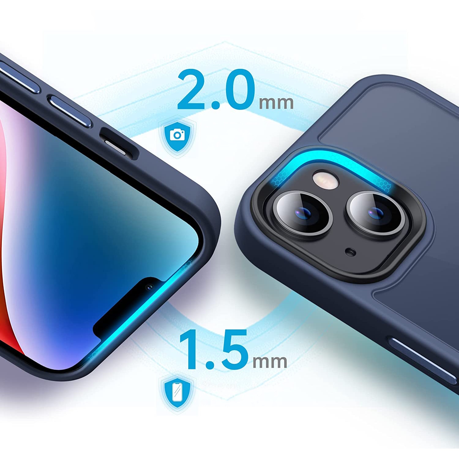 Husa pentru iPhone 13, MobileSmart, Hybrid ultra slim, carcasa spate Antisoc, Blue
