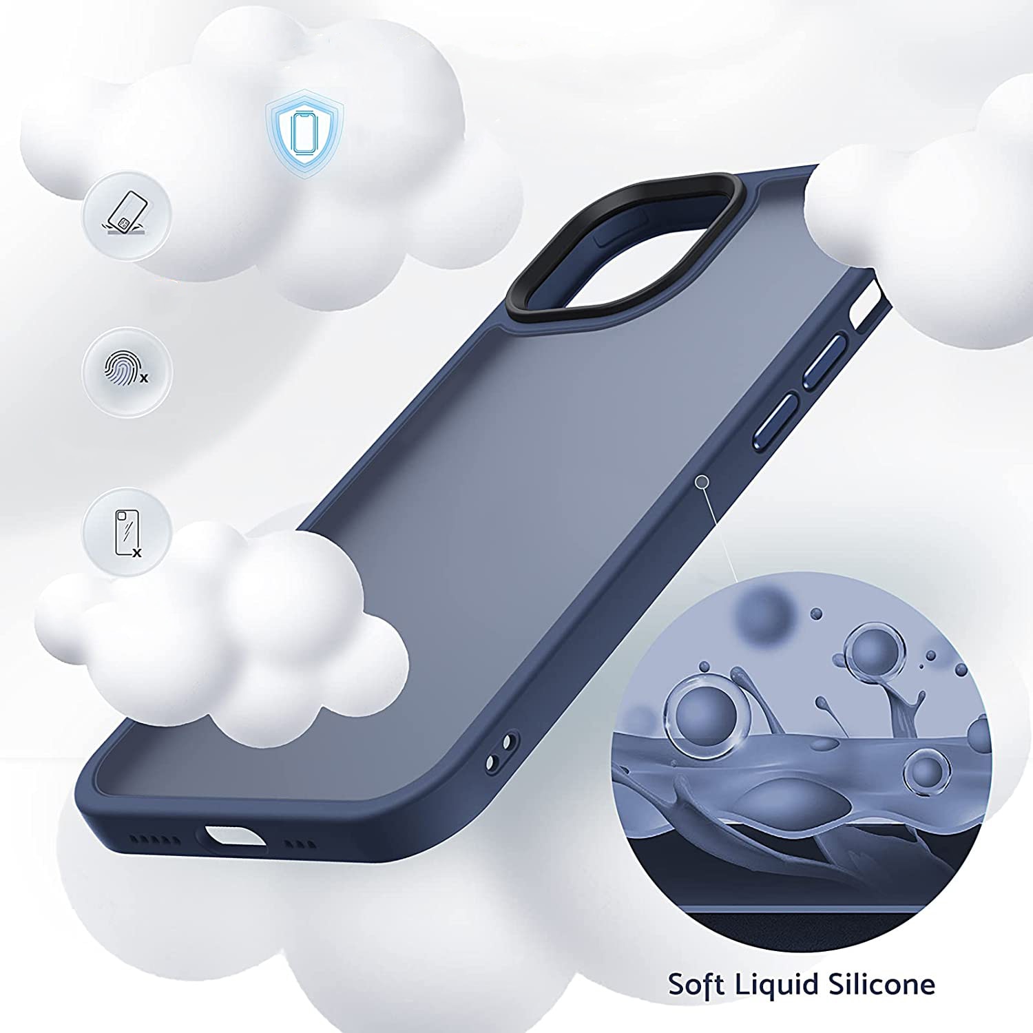 Husa pentru iPhone 13, MobileSmart, Hybrid ultra slim, carcasa spate Antisoc, Blue