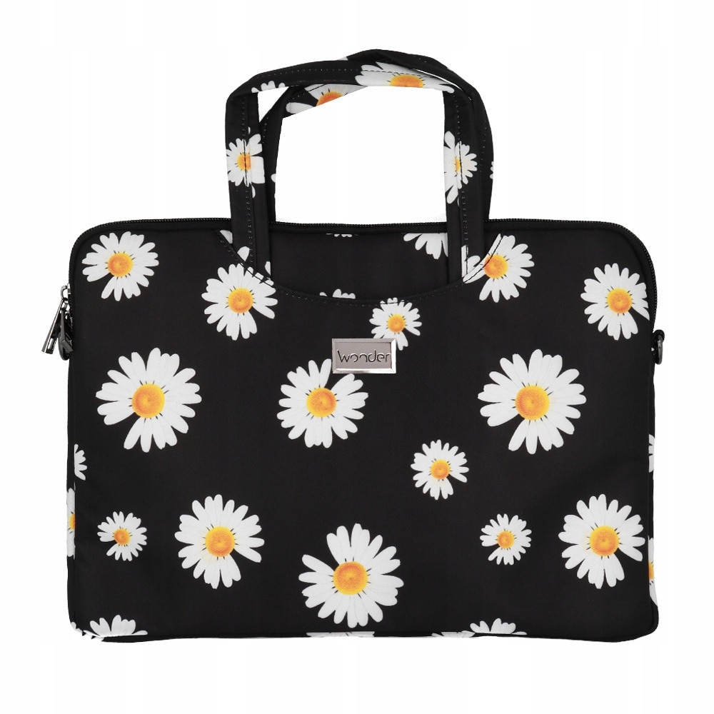 Geanta laptop Wonder, 13-14 inch, neagra, dimensiuni 34x23cm, super usoara, cu curea reglabila
