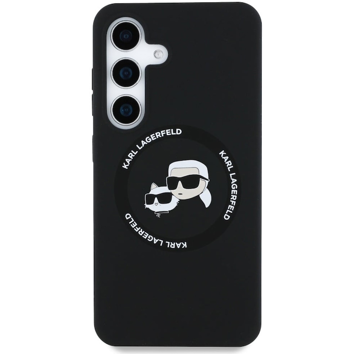 Husa de protectie Karl Lagerfeld MagSafe Silicon Double Heads pentru Samsung Galaxy S25, Negru