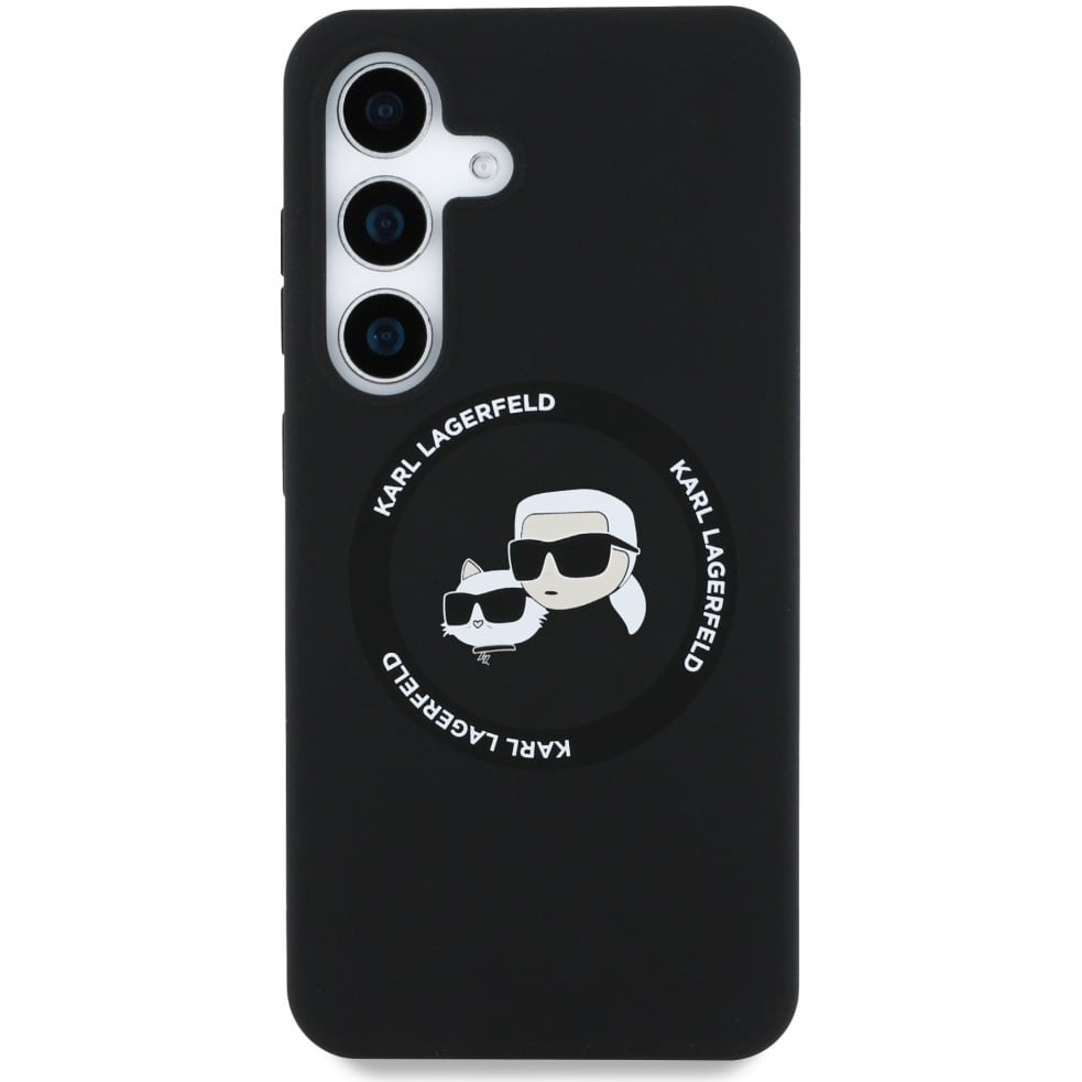 Husa de protectie Karl Lagerfeld MagSafe Silicon Double Heads pentru Samsung Galaxy S25, Negru