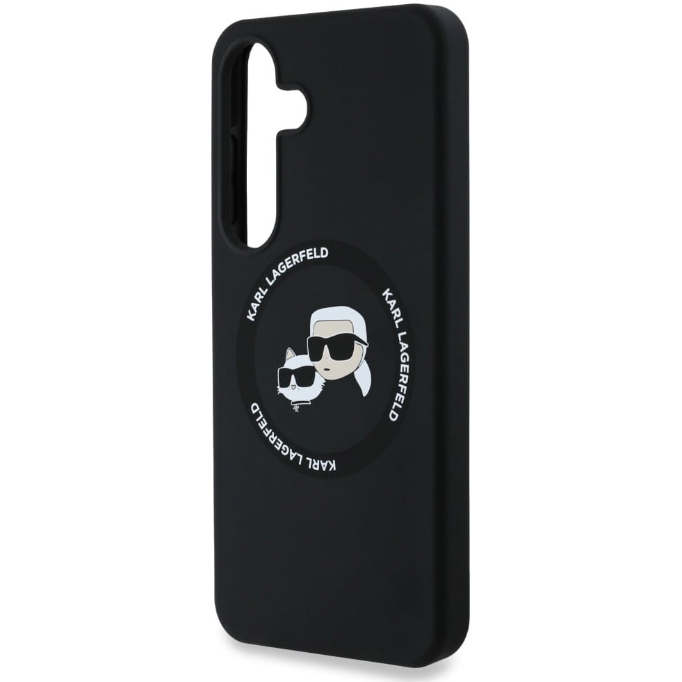 Husa de protectie Karl Lagerfeld MagSafe Silicon Double Heads pentru Samsung Galaxy S25, Negru