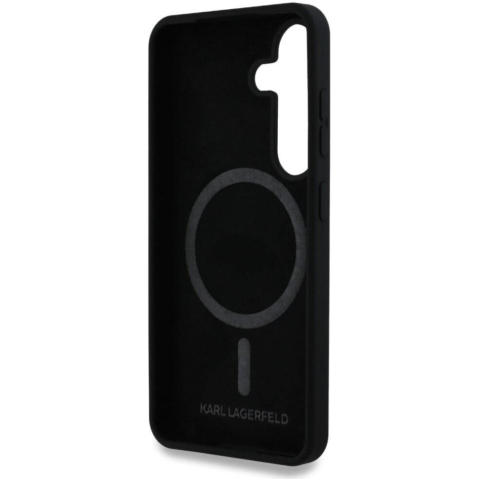 Husa de protectie Karl Lagerfeld MagSafe Silicon Double Heads pentru Samsung Galaxy S25, Negru