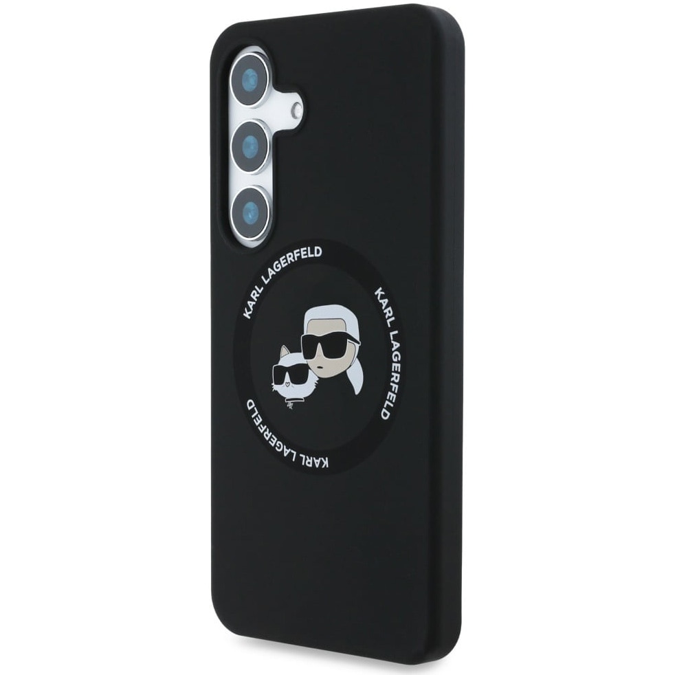 Husa de protectie Karl Lagerfeld MagSafe Silicon Double Heads pentru Samsung Galaxy S25, Negru