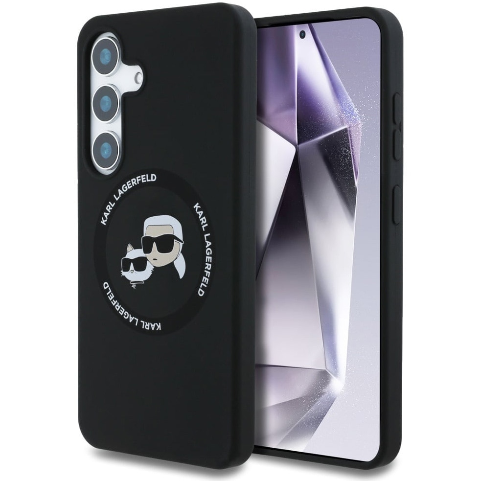 Husa de protectie Karl Lagerfeld MagSafe Silicon Double Heads pentru Samsung Galaxy S25, Negru