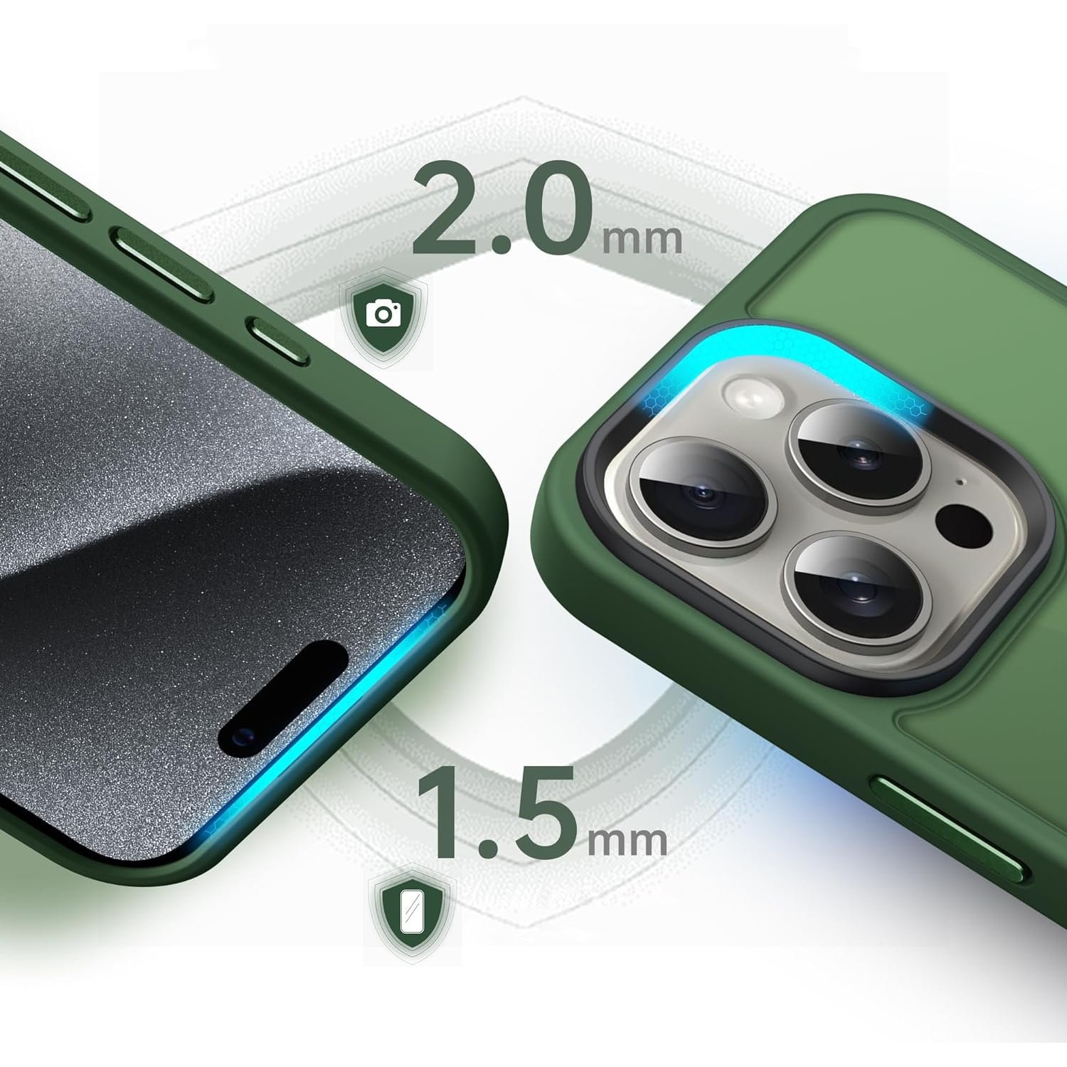 Husa pentru iPhone 15 PRO, MobileSmart, Hybrid ultra slim, carcasa spate Antisoc, Verde