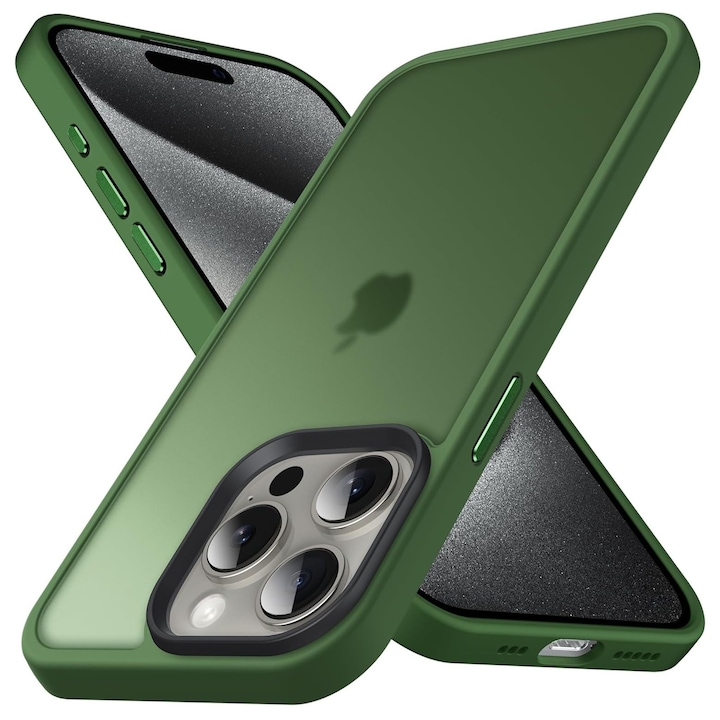Husa pentru iPhone 15 PRO, MobileSmart, Hybrid ultra slim, carcasa spate Antisoc, Verde