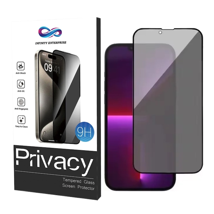 Folie Sticla securizata Privacy Infinity Enterprise pentru Huawei P60|P60 Art|P60 Pro, protectie Display, compatibila, 9H pentru ecran telefon Fata AntiShock, Flexibil, lipire Completa