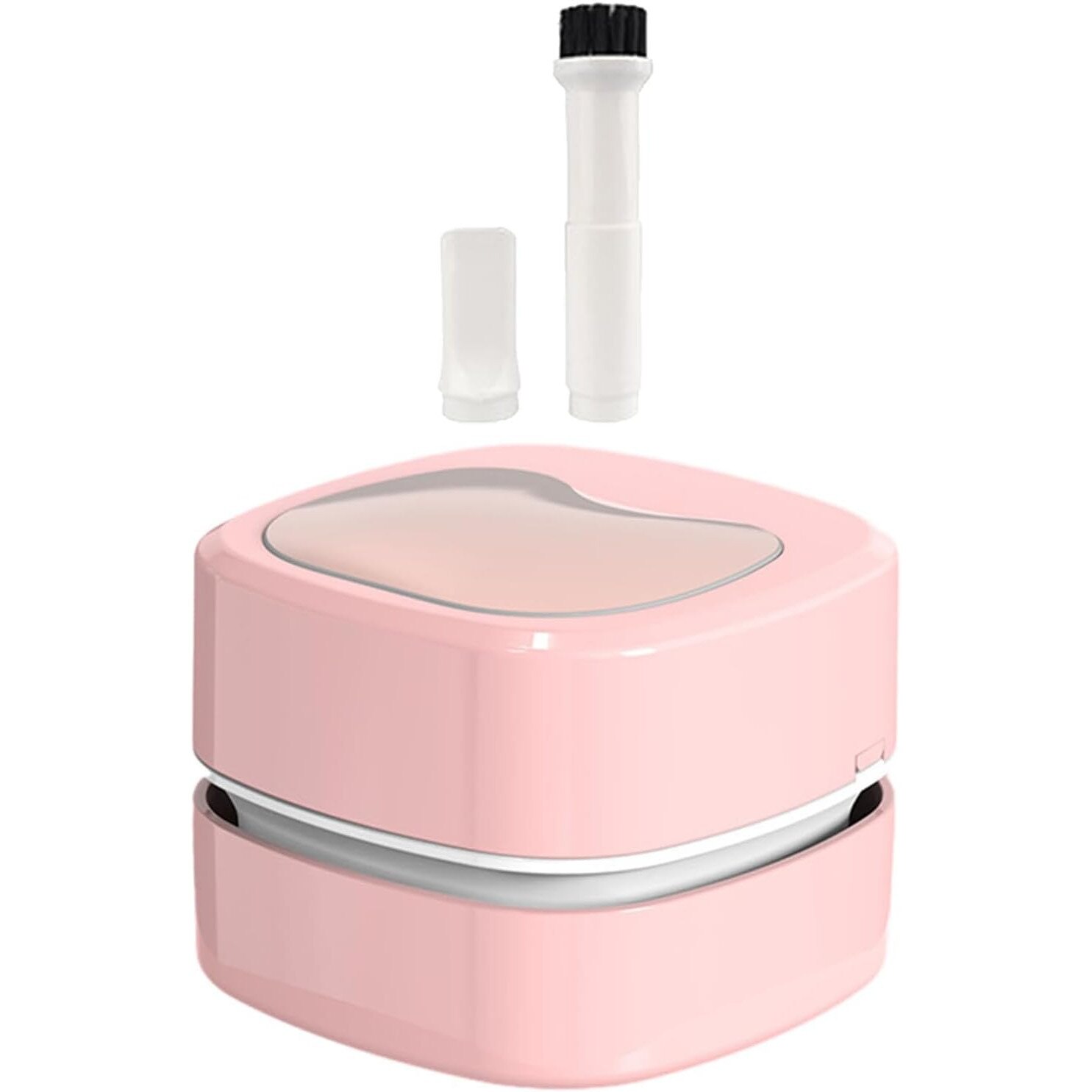 Aspirator portabil mini pentru birou, roz, cu perie rotativa 360°