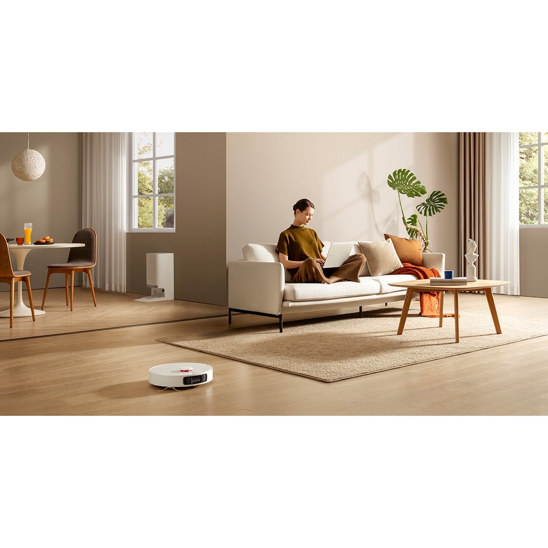 Robot de curățare, Xiaomi, X20 Plus, 6000Pa, alb, cu mop și autodotare, 35x9.7cm