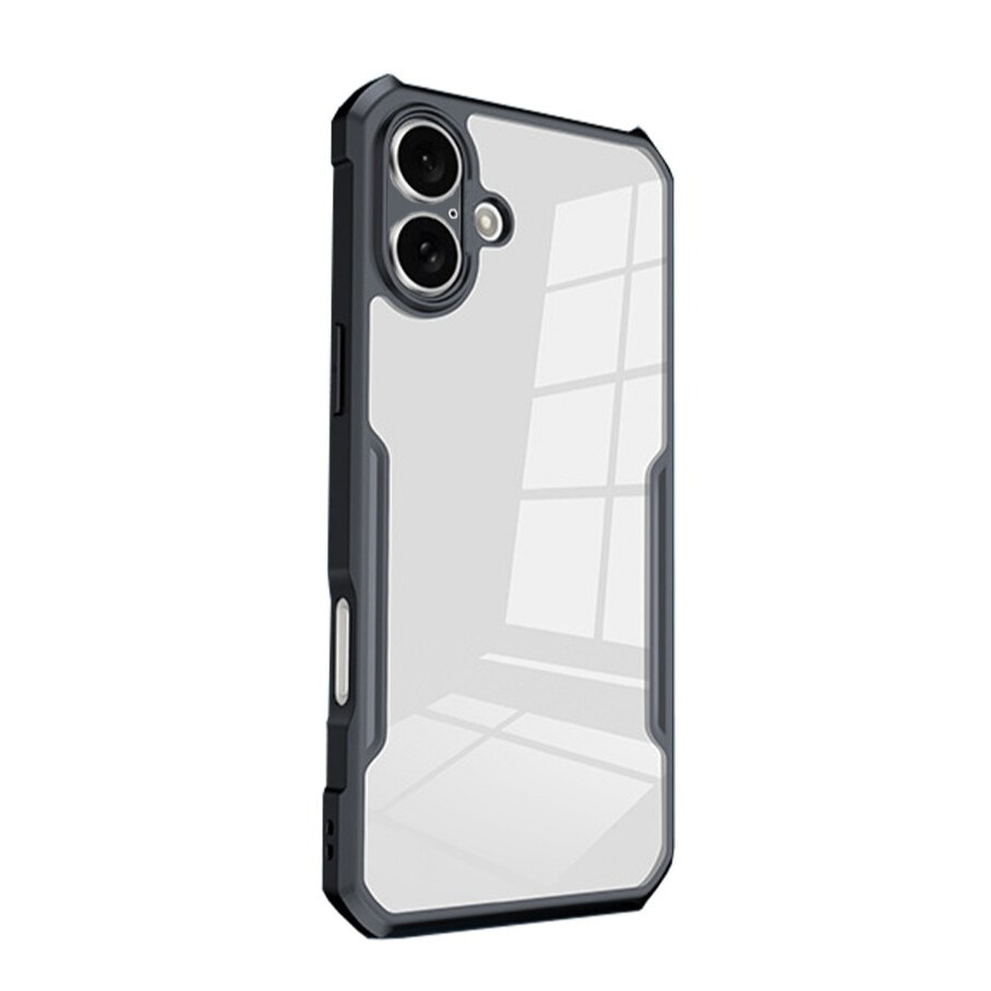 Husa telefon, pentru iPhone 16 Plus 5G Bumper ultra subtire usor, moale TPU, acrilic transparent capac spate， Clear Black