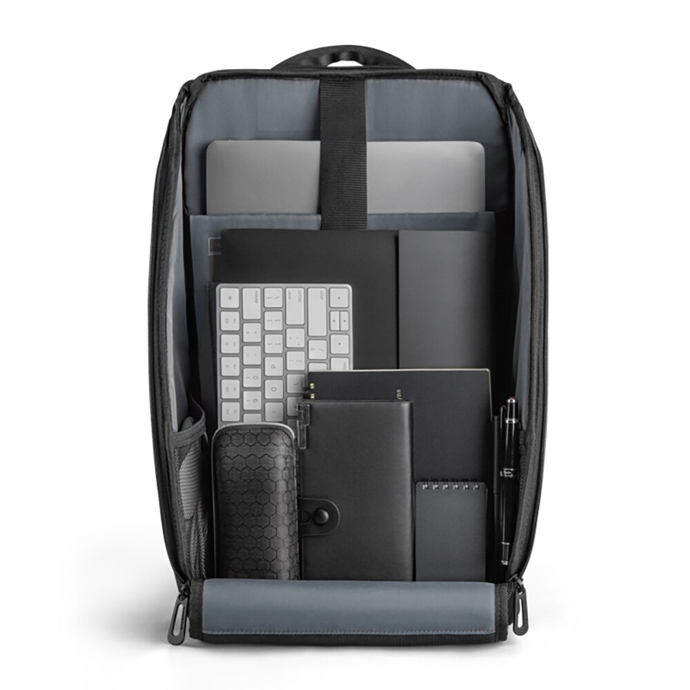 Rucsac laptop 15.6", structura 3D pliabila, cu port incarcare USB, Kingsons, 48x28x16 cm, Albastru