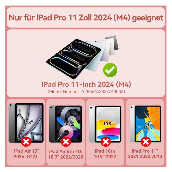 Husa din silicon pentru iPad Pro 11 inch 2024 M4, cu suport rotativ la 360°, cu suport pentru creion, curea de umar reglabila, ACEMO