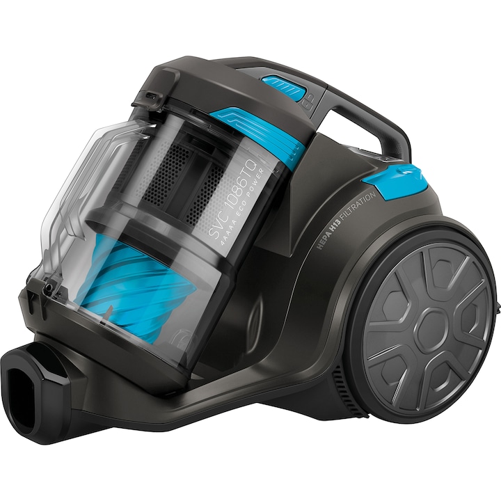 Aspirator SVC 1086TQ EcoPower, Sencor, Fara sac de praf, 700 W, recipient praf de 3.5 litri, Albastru/Negru