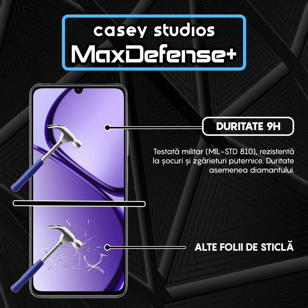 Folie Sticla CASEY STUDIOS™ compatibila cu Realme Narzo N63, Full Cover 3D, Full Glue, Duritate Militara, Ultra HD, Anti Zgarieturi, Anti Amprente, Anti Socuri, Margini Negre