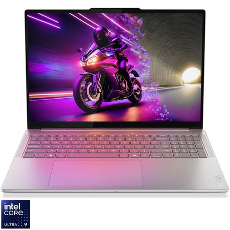 Laptop Lenovo Yoga Pro 9 16IAH10 cu procesor Intel® Core™ Ultra 9 285H pana la 5.4GHz, 16" 3.2K, OLED, 120Hz, 64GB LPDDR5x RAM, 2TB SSD, NVIDIA® GeForce RTX™ 5070 8GB GDDR7, Windows® 11 Home, Luna Grey, 3y on-site Premium Care