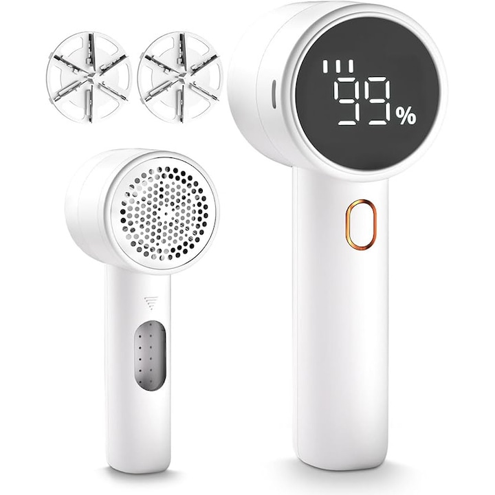 Aspirator de scame electric, 6 lame, 3 viteze, cu display LED, reincarcabil, pentru imbracaminte si mobilier