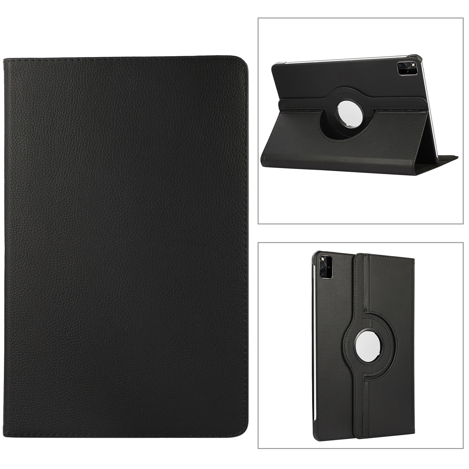 Husa tableta pentru Huawei MatePad SE 11, piele texturata litchi, design rotativ 360 grade, culoare neagra