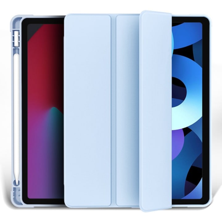 Husa compatibila cu Samsung Galaxy Tab S9, 11 inchi, Tip carte, Comando Tab Protect, Protectie completa, Functie Stand, Albastru Deschis