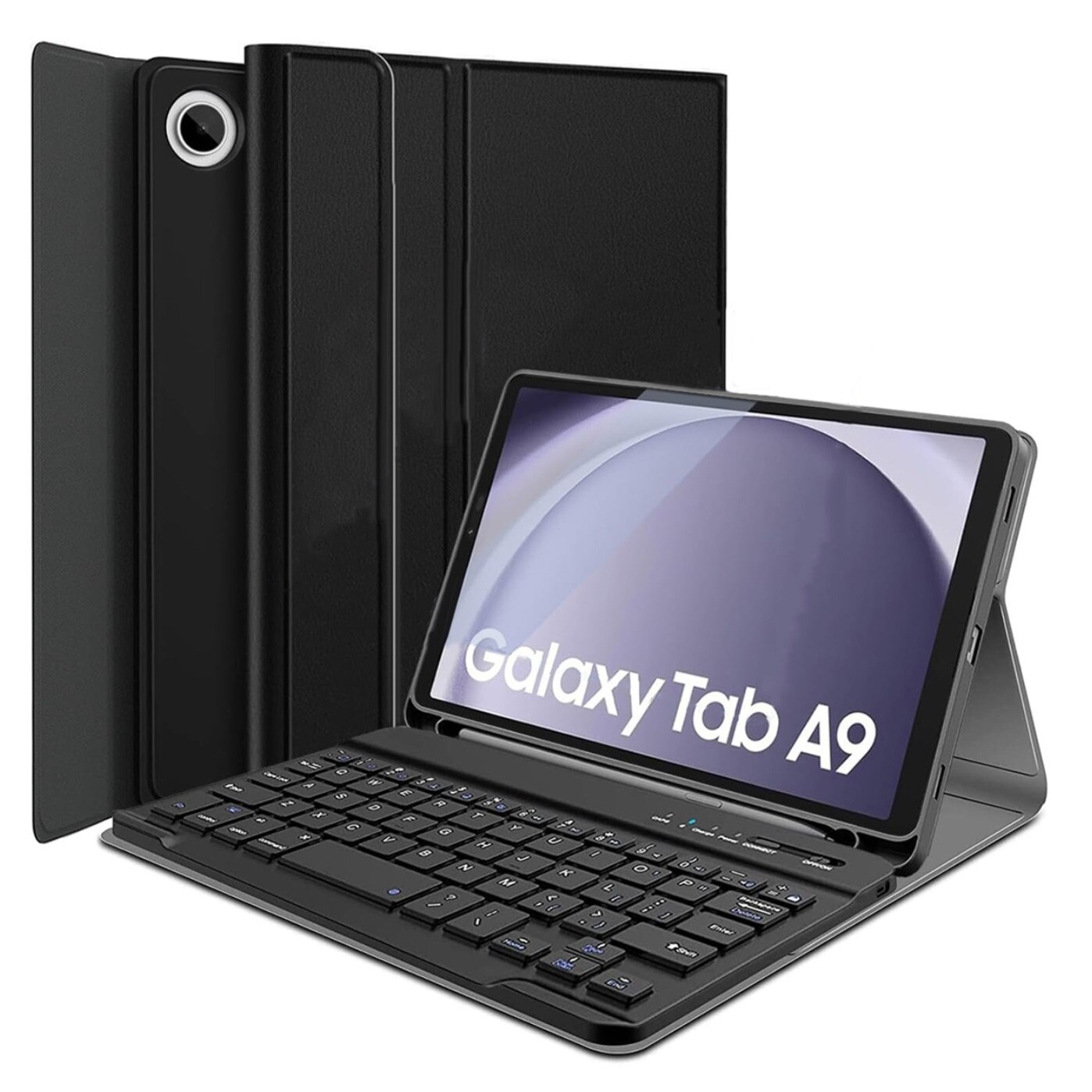 Husa keyboard pentru Samsung Galaxy Tab A9 8.7" 2023, negru, cu suport și conexiune Bluetooth