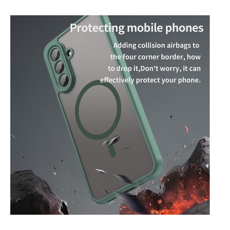 Husa Upzz® Halo Pentru Samsung Galaxy A17 5G, Magsafe, Protectie Camere si Colturi, Design Premium, Super Rezistenta, Verde