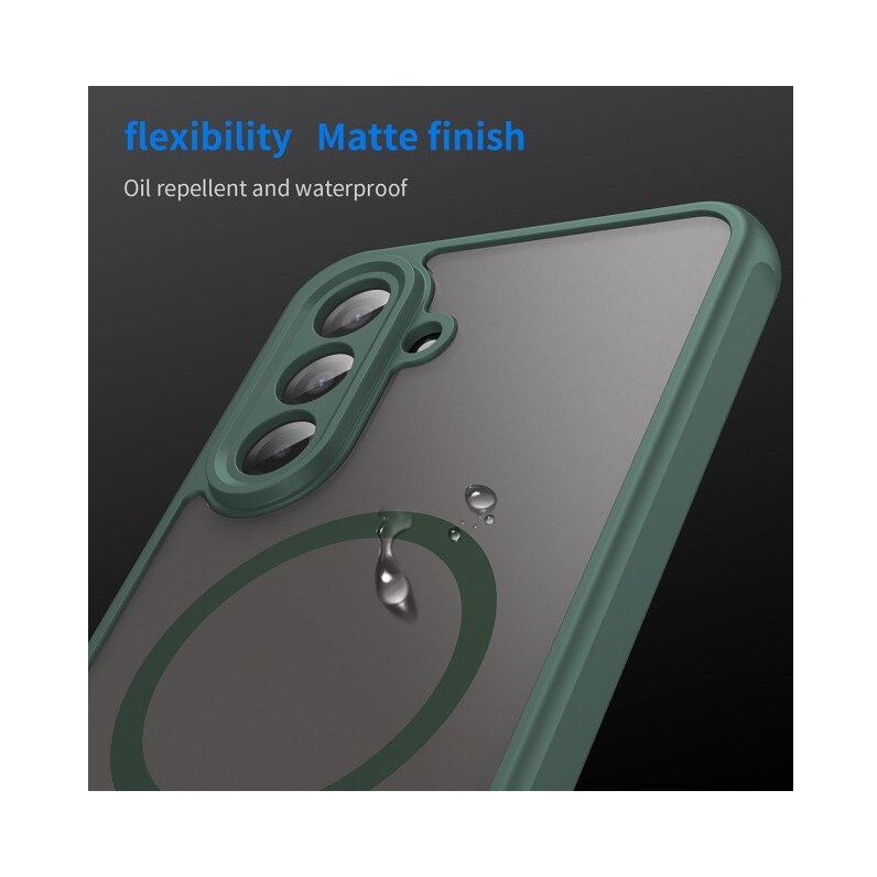 Husa Upzz® Halo Pentru Samsung Galaxy A17 5G, Magsafe, Protectie Camere si Colturi, Design Premium, Super Rezistenta, Verde