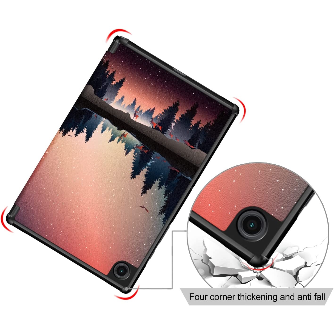 Husa Slim Sigloo, Smart Cover, Trifold, pentru tableta Lenovo Tab M9, TB-310FU, 9 inch, Mirrored in the Lake