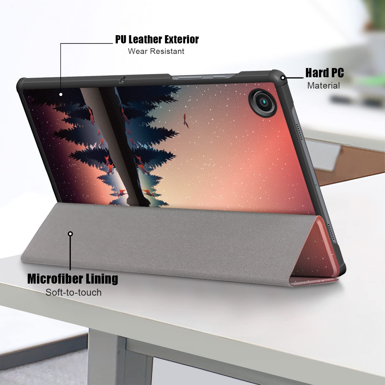 Husa Slim Sigloo, Smart Cover, Trifold, pentru tableta Lenovo Tab M9, TB-310FU, 9 inch, Mirrored in the Lake