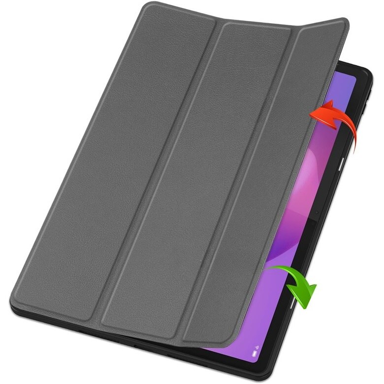 Husa tablete, XGSM, pentru Lenovo Idea Tab Plus, gri, functie suport, material PU si PC
