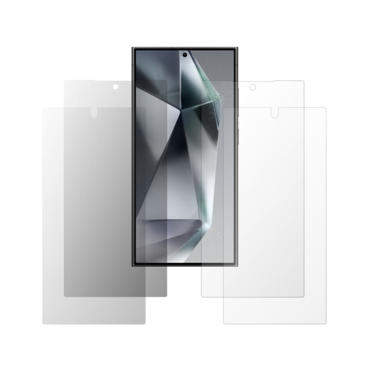 Set 4X Folie Protectie Ecran Folie24, pentru Samsung Galaxy S24 Ultra, 2X Ultra-Clear + 2X Mate, Acoperire Full-Display si Case-Friendly, Adezive, Flexibile cu Auto Regenerare
