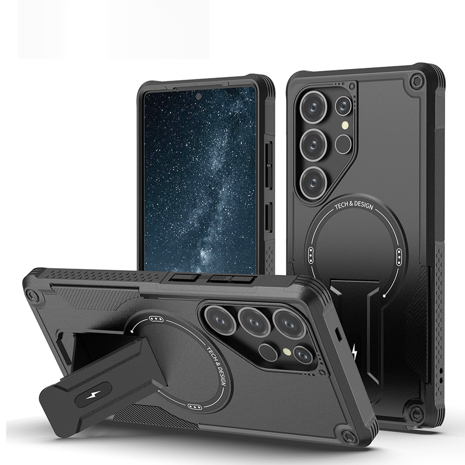 Husa telefon, TREXORA, pentru Samsung S25 Ultra, suport wireless, protectie completa, negru