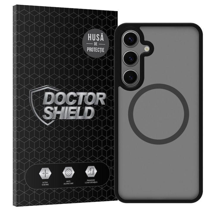 Husa de Protectie, Compatibila Samsung Galaxy S24 Plus, Doctor Shield Fantom, MagSafe - Negru