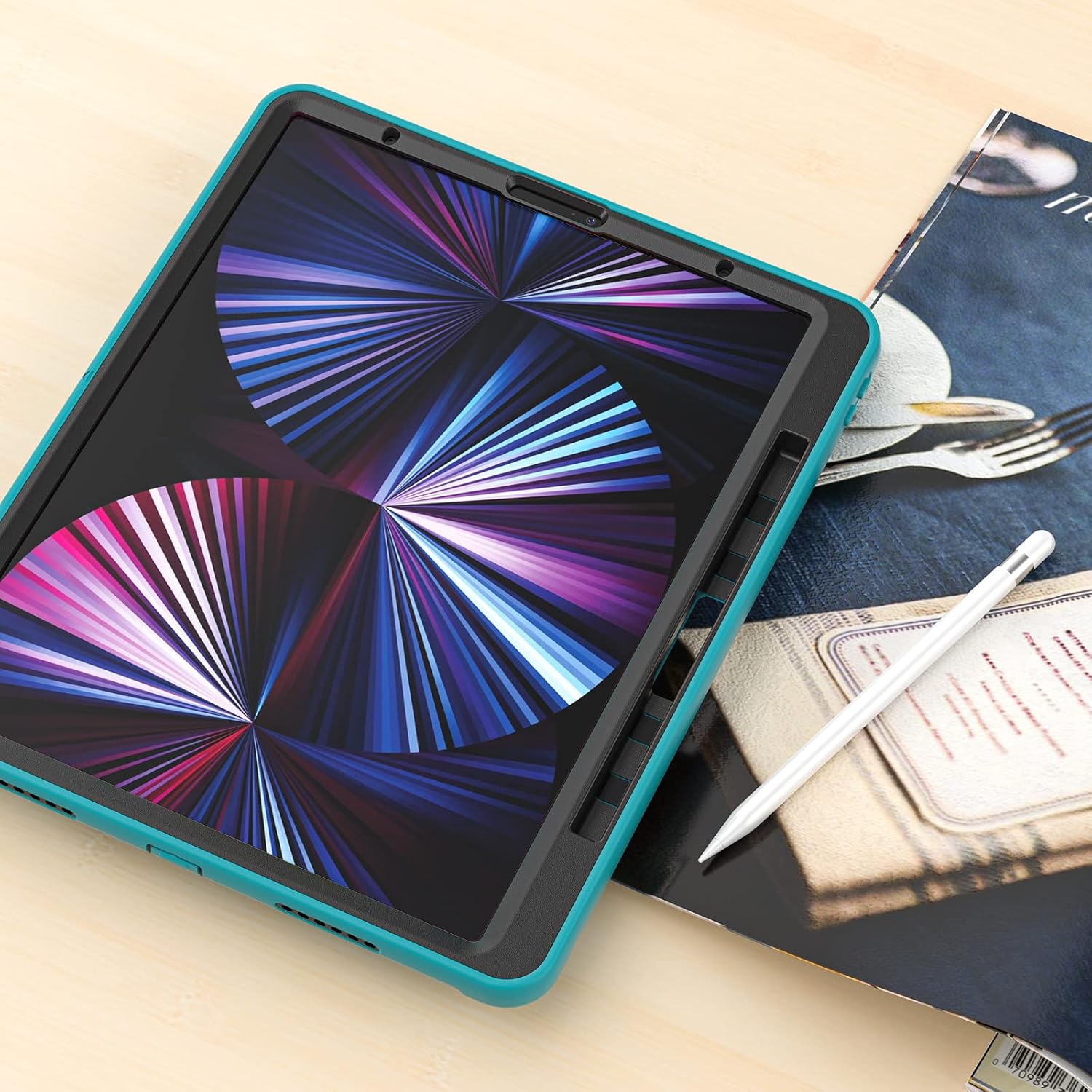 Husa Sigloo pentru iPad Air 13" (2025/2024 M3/M2) si iPad Pro 12.9" – Suport Rotativ, Suport Pencil, – Bleumarin + Negru