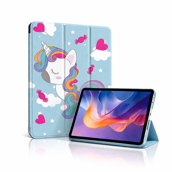 Husa tableta StandPro pentru Lenovo Tab M11, Protectie 360°, Carcasa Rigida, Piele ECO, Anti-soc si Anti-zgarieturi, Unicorn