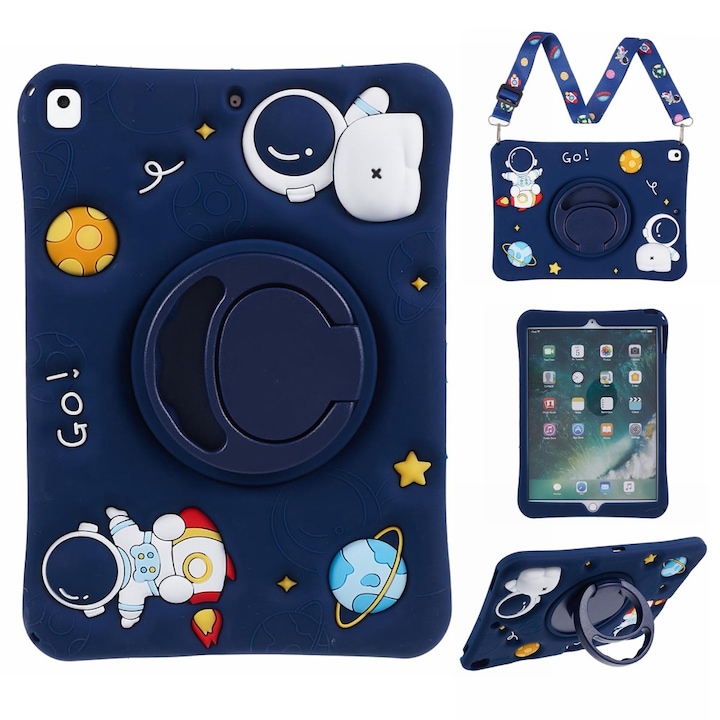 Husa tablete XGSM, Astronaut, albastru marin, pentru iPad 10.2 2021/2020/2019