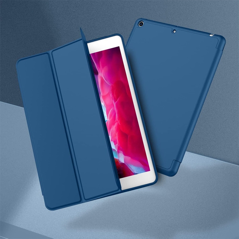 Husa tip Carte cu Suport Pix pentru Apple iPad 10.2 inch 7/8/9, 2019/2020/2021, Protectie completa, Pliabila, Bleumarin