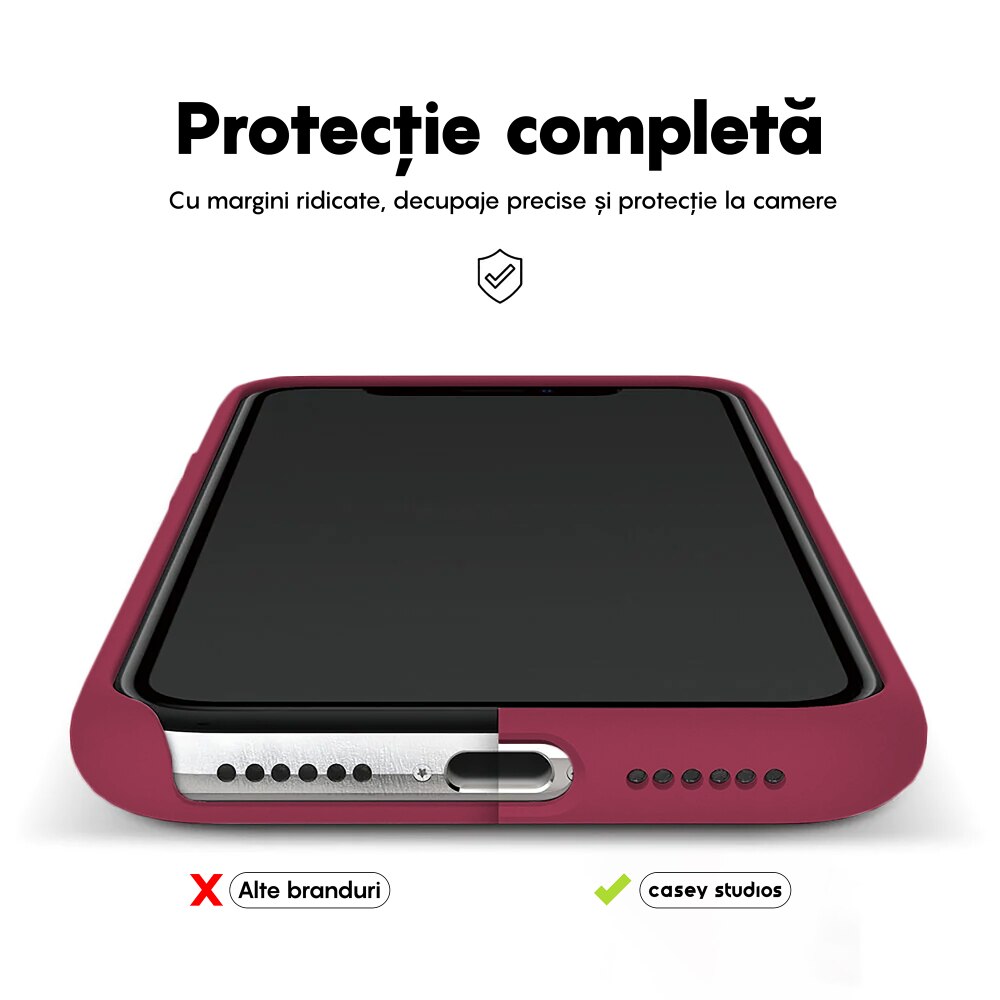 Husa CASEY STUDIOS™ pentru Apple iPhone 11, Soft Silicone Premium, Microfibra in Interior, Burgundy, de Protectie, Ultra Slim, pentru Incarcare Wireless, Margini Ridicate pentru Protectia Ecranului si a Camerelor