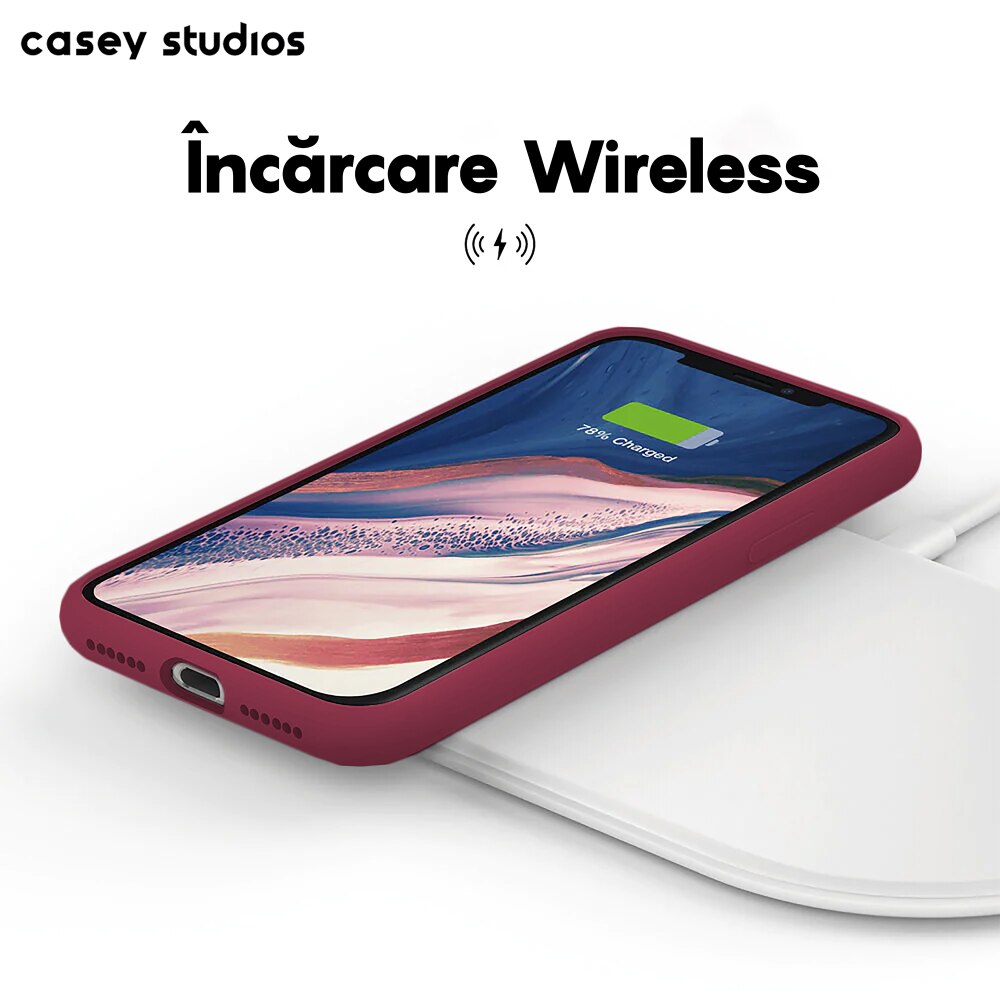 Husa CASEY STUDIOS™ pentru Apple iPhone 11, Soft Silicone Premium, Microfibra in Interior, Burgundy, de Protectie, Ultra Slim, pentru Incarcare Wireless, Margini Ridicate pentru Protectia Ecranului si a Camerelor