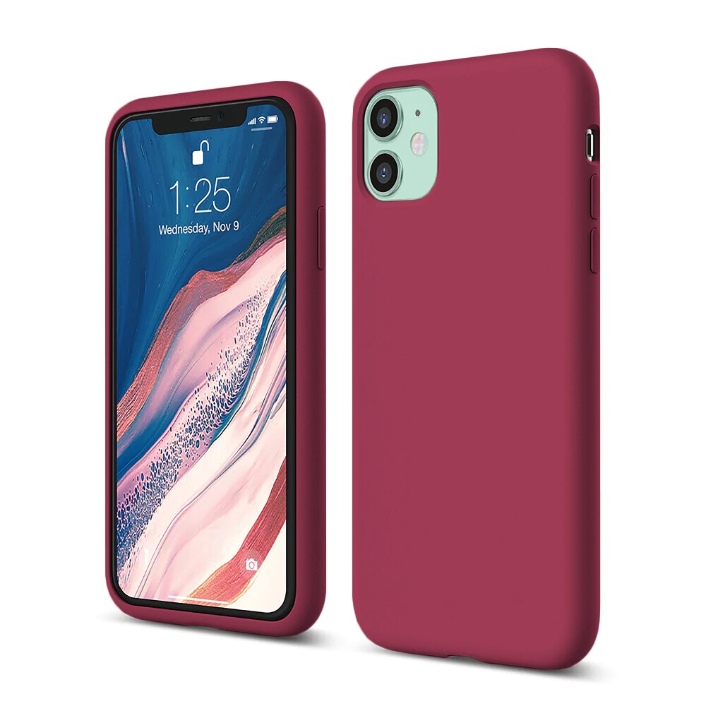 Husa CASEY STUDIOS™ pentru Apple iPhone 11, Soft Silicone Premium, Microfibra in Interior, Burgundy, de Protectie, Ultra Slim, pentru Incarcare Wireless, Margini Ridicate pentru Protectia Ecranului si a Camerelor